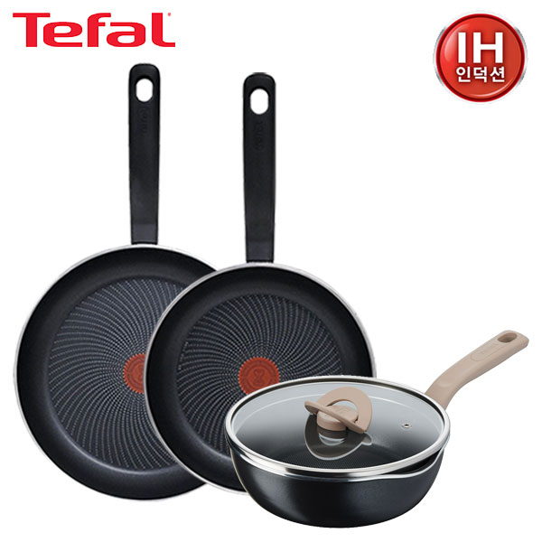 [테팔] 퍼펙트 쿠킹 다크 인덕션 프라이팬 24cm+28cm+G6 원픽 냄비팬 22cm(블랙)
