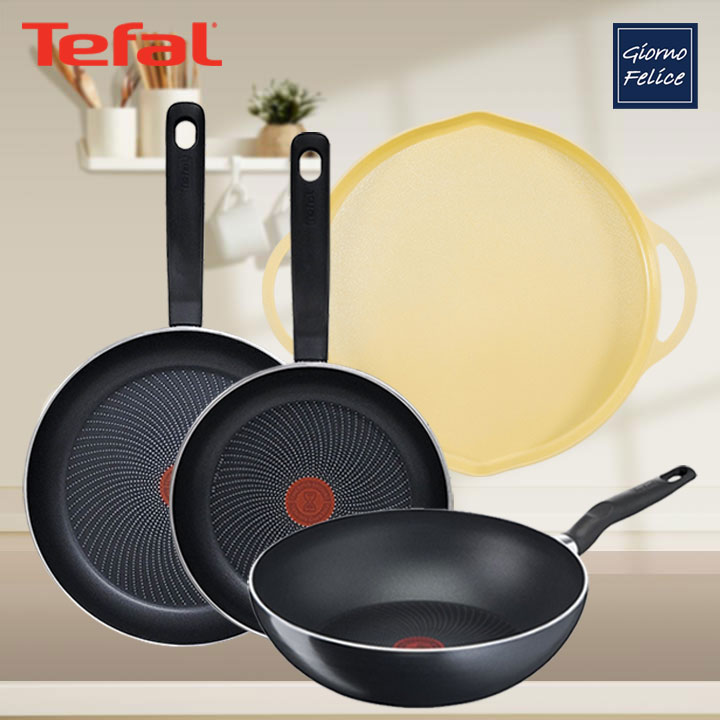 [테팔] IH 퍼펙트쿠킹 티타늄 프라이팬 24cm+28cm+멀티팬 28cm+[죠르노펠리체] IH 멀티 그리들 34cm 옐로