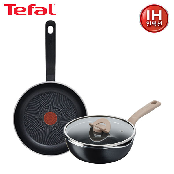 [테팔] 퍼펙트 쿠킹 다크 인덕션 프라이팬 24cm+G6 원픽 냄비팬 22cm(블랙)