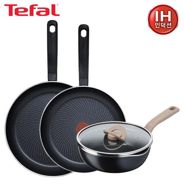 [테팔] 퍼펙트 쿠킹 다크 인덕션 프라이팬 28cm+30cm+G6 원픽 냄비팬 22cm(블랙)