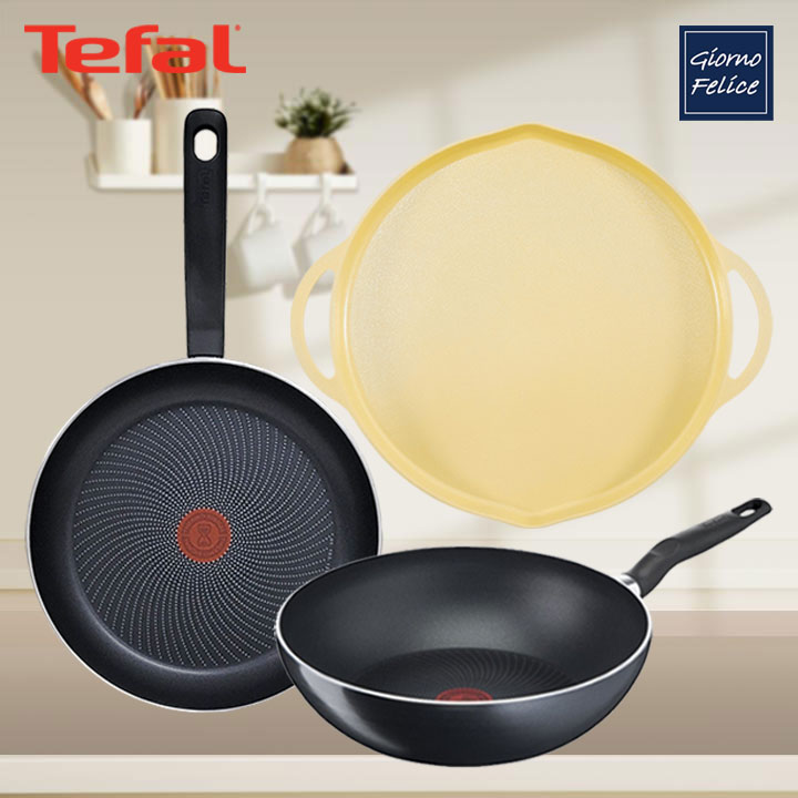 [테팔] IH 퍼펙트쿠킹 티타늄 프라이팬 28cm+멀티팬 28cm+[죠르노펠리체] IH 멀티 그리들 34cm 옐로